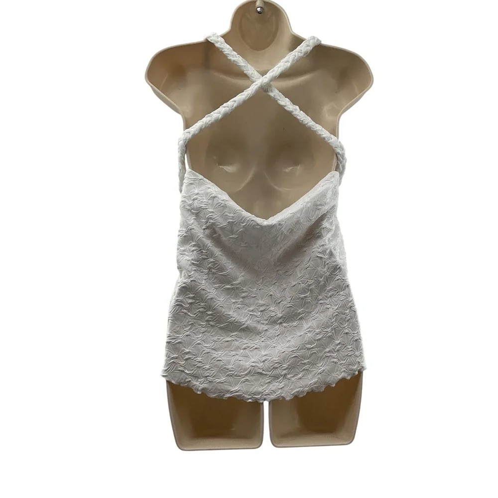 Free People White Textured Braided Halter Cowl Neck Top OB1704292 Womens Small - Picture 7 of 10